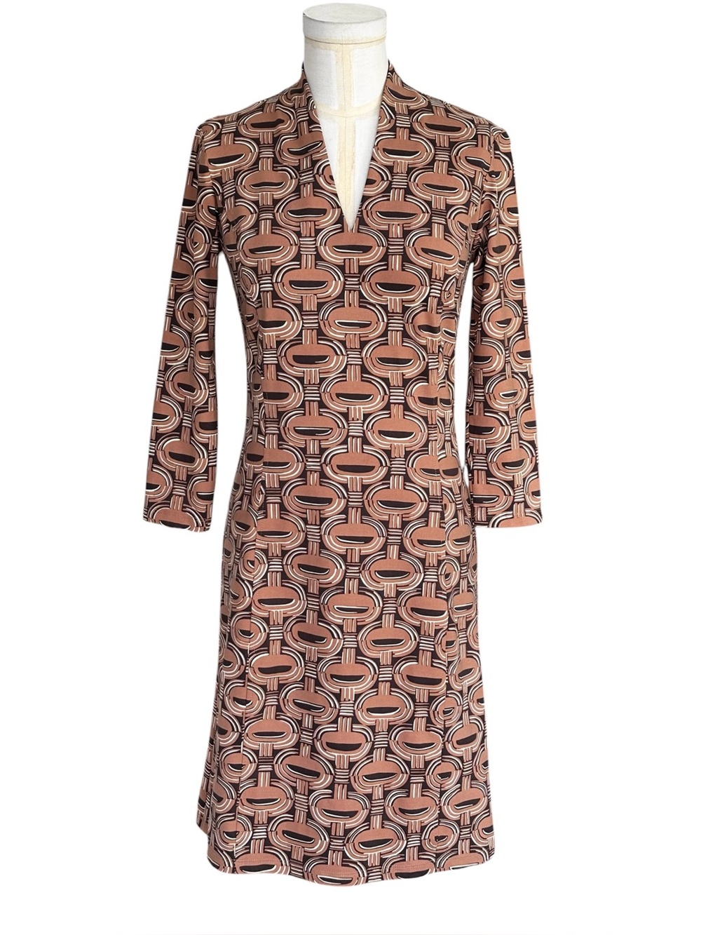 J.McLaughlin Ivana Dress Catalina Cloth V-Neck Quiet Luxury‎ Preppy Size XS
